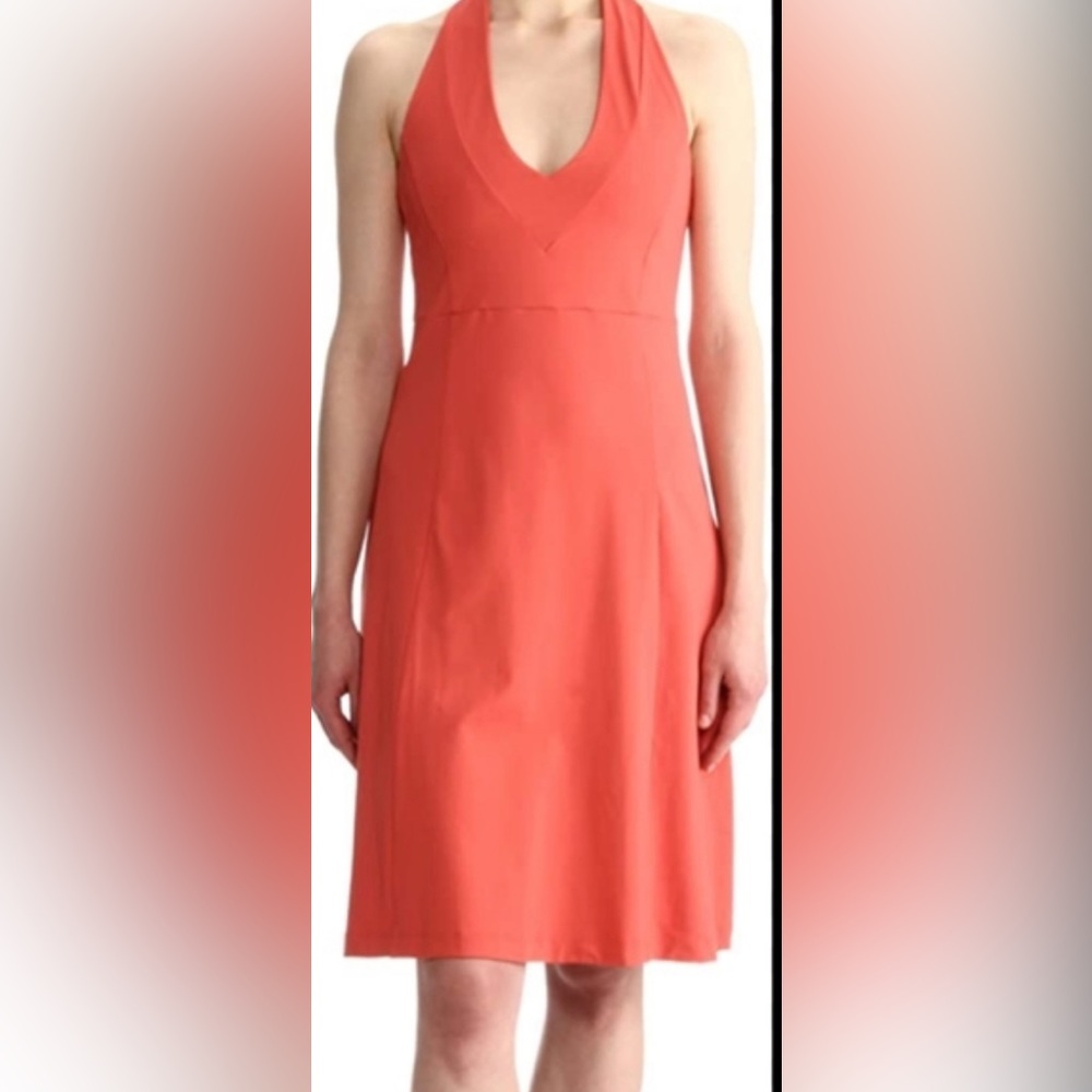 Patagonia Morning Glory Halter Dress w Back Tie in Orange Coral